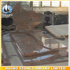 Polished Natural Stone Quarry Manufactory Red Rouge Granite Western Style Monuments Heart Tombstones,Gravestone,Single or Double Headstone