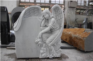 Tombstone Design Western Style Tombstones Engraved Pet Gravestone Headstones Hunan White Angel with Wings