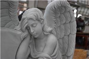 Tombstone Design Western Style Tombstones Engraved Pet Gravestone Headstones Hunan White Angel with Wings