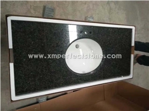 Bathroom Vanity Top with One Back Splash and One Side Splash,Ubatuba Green Granite Vanity Tops Manufacturer