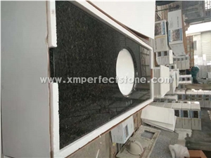 Bathroom Vanity Top with One Back Splash and One Side Splash,Ubatuba Green Granite Vanity Tops Manufacturer