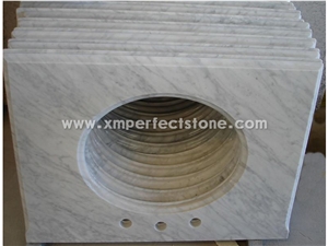 Bianco Carrara White Marble Polished Honed Bathroom Vanity Top,Countertop with Eased Edge