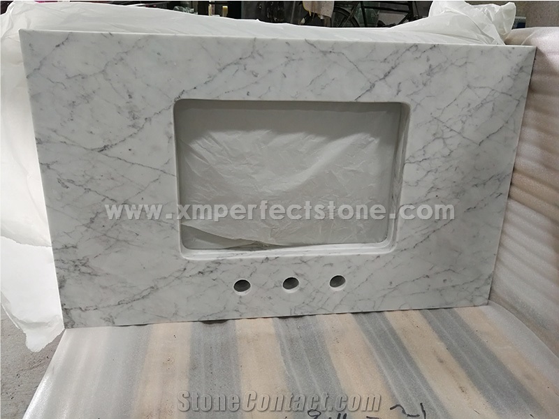 Bianco Carrara White Marble Polished Honed Bathroom Vanity Top,Countertop with Eased Edge