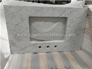 Bianco Carrara White Marble Polished Honed Bathroom Vanity Top,Countertop with Eased Edge