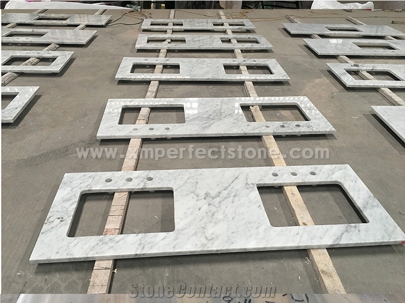 Bianco Carrara White Marble Polished Honed Bathroom Vanity Top,Countertop with Eased Edge