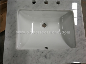 Bianco Carrara White Marble Polished Honed Bathroom Vanity Top,Countertop with Eased Edge