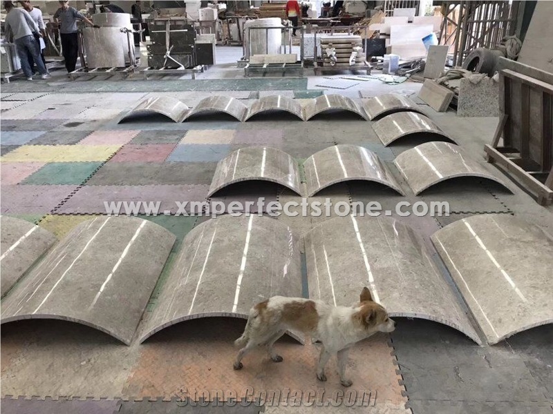 China Factory Custom Design Grey Marble Natural Stone Semicircle Column Panel