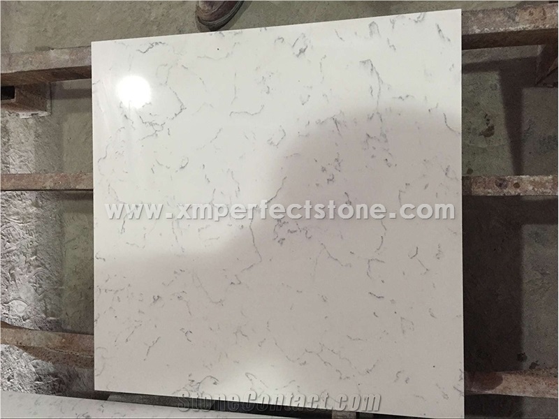Engineered Stone for Countertop Carrara White Marble Quartz Stone for Slabs,Tiles or Countertops,32001600mm