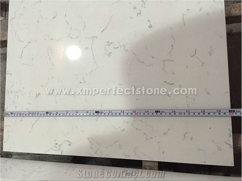Engineered Stone for Countertop Carrara White Marble Quartz Stone for Slabs,Tiles or Countertops,32001600mm