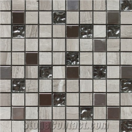 Mosaic Big Travertine Mix Mosaic Tile 300x300,Brown Travertine Decoration for Wall Clading