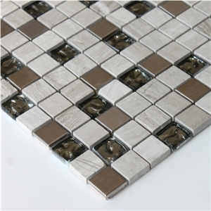 Mosaic Big Travertine Mix Mosaic Tile 300x300,Brown Travertine Decoration for Wall Clading