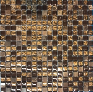 Mosaic Big Travertine Mix Mosaic Tile 300x300,Brown Travertine Decoration for Wall Clading