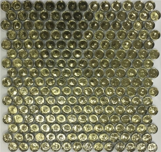 Mosaix Penny Round Gold 300x300,Mosaic Design Interior