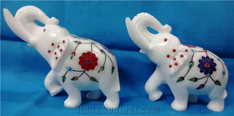 Italian Marble Inlay Elephant