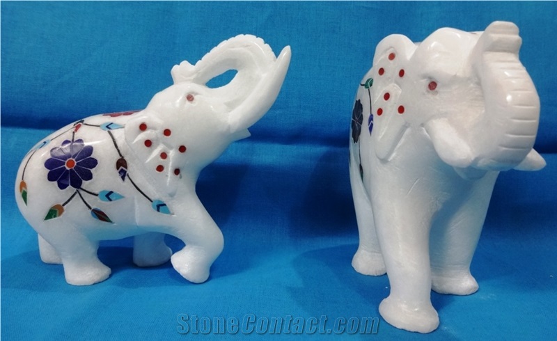 Italian Marble Inlay Elephant