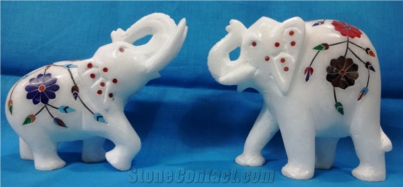 Italian Marble Inlay Elephant
