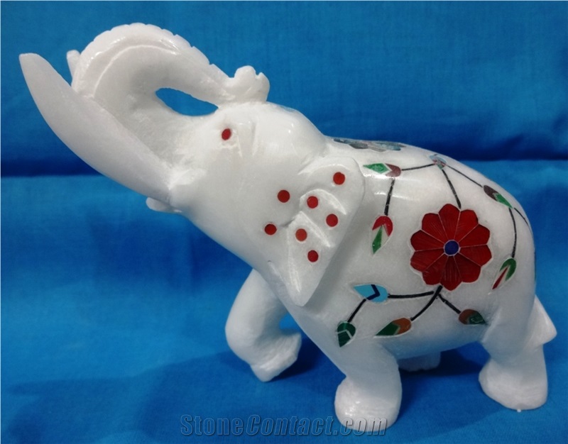 Italian Marble Inlay Elephant