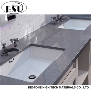 Dark Grey Veined Quartz Stone Bathroom Vanity Tops