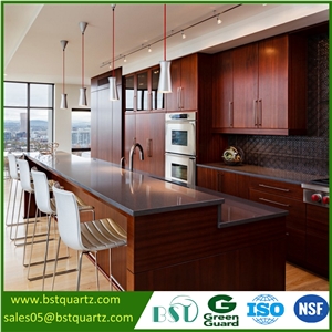 Engineered High Density Grey Quartz Stone Kitchen Countertops