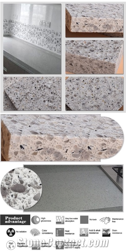 Factory Customized Grey Quartz Countertop