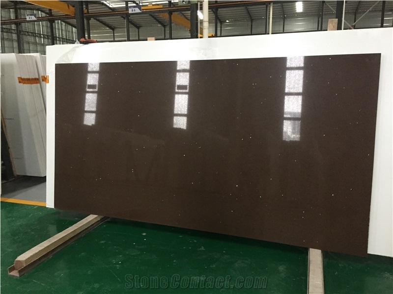Galaxy Artificial Stone Quartz in Brown More Durable Than Granite