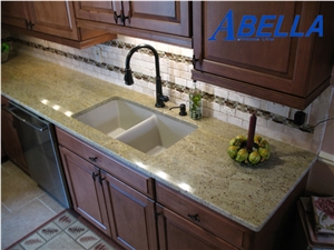 Abella Shiva Gold Granite L Shape Kitchen in Fraser, Mi