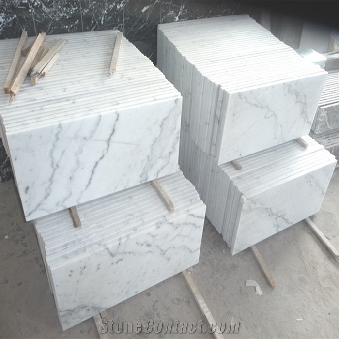 Polished Grade a Quality Bianco Carrara White Marble 300x600 Flooring Tile, White Marble with Gray Veins,Guangxi White Marble Bathroom Tile 12”X24”