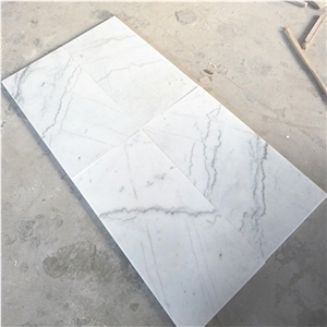 Polished Grade a Quality Bianco Carrara White Marble 300x600 Flooring Tile, White Marble with Gray Veins,Guangxi White Marble Bathroom Tile 12”X24”