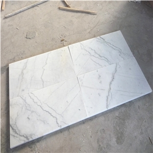 Polished Grade a Quality Bianco Carrara White Marble 300x600 Flooring Tile, White Marble with Gray Veins,Guangxi White Marble Bathroom Tile 12”X24”