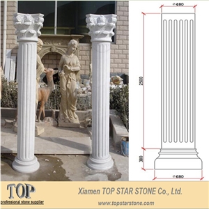 Polished White Marble Hollow Column,White Marble Roman Columns,Stone Fluted Columns, Marble Corinthian Columns, Marble Roman Pillar