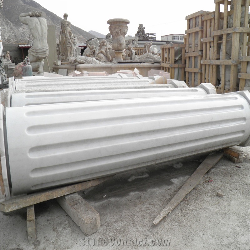 Polished White Marble Hollow Column,White Marble Roman Columns,Stone Fluted Columns, Marble Corinthian Columns, Marble Roman Pillar