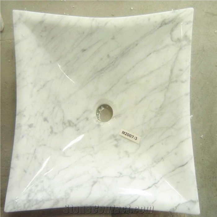 White Marble Washing Basin,Carrara Marble Vessel Sink,White Carrara Round Bowl,Natural Stone Bathroom Basin Sink,Bianco Carrara Marble Round Sink