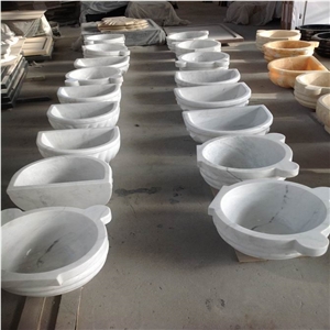 White Marble Washing Basin,Carrara Marble Vessel Sink,White Carrara Round Bowl,Natural Stone Bathroom Basin Sink,Bianco Carrara Marble Round Sink