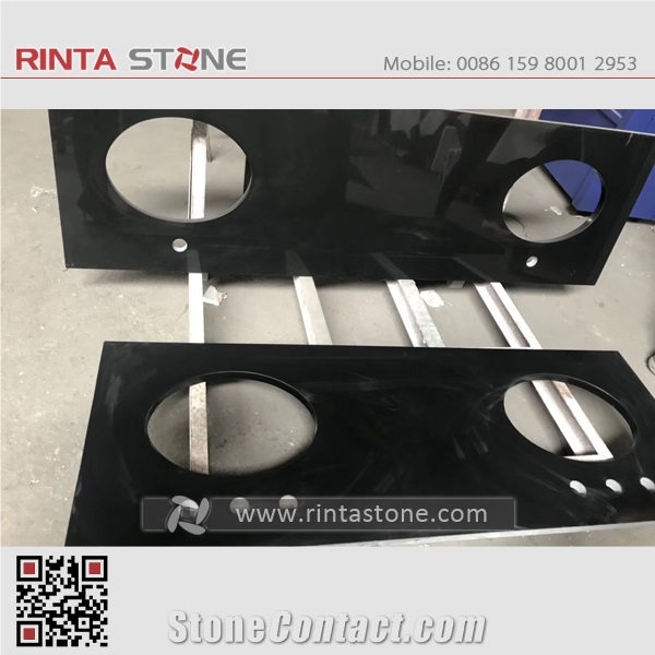Black Artificial Stone Kitchen Counter Washing Tops Basin Man Made Inorganic
