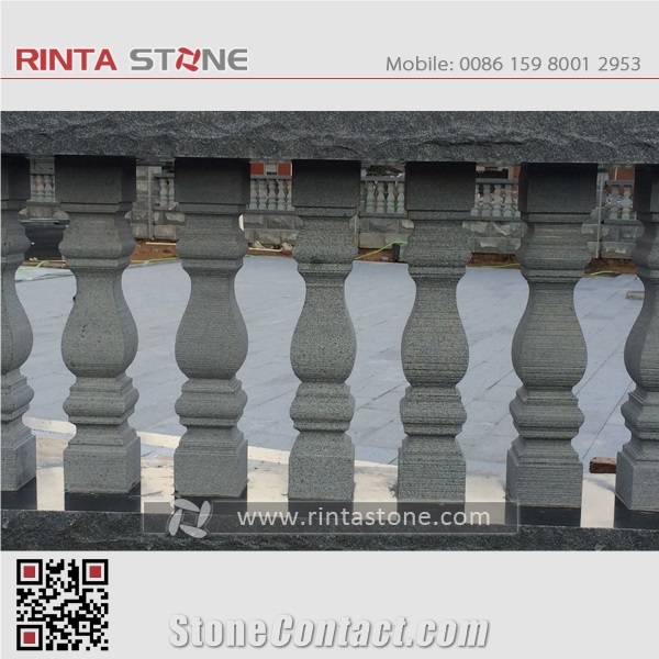 G654 Sesame Black China Impala Gray Carved Balustrade, Railing