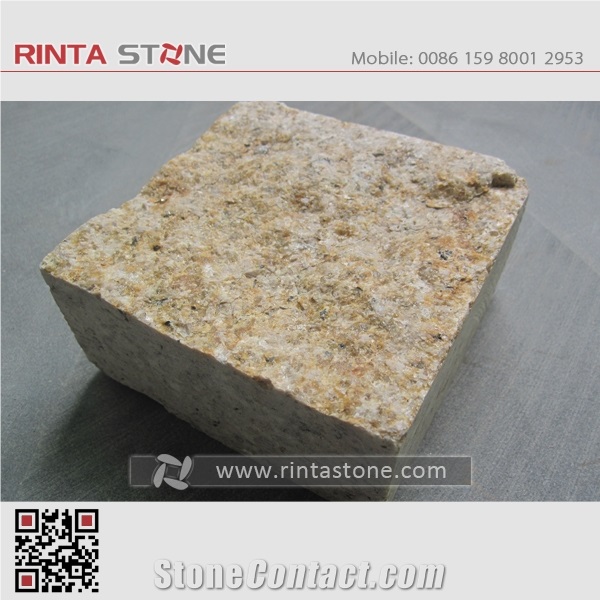 G682 Rusty Yellow Sunset Gold Golden Beige Desert Padang Giallo Fantasy Buff Garden Cubestone Paving Cube Stone Pavers Paving Sets Cobble
