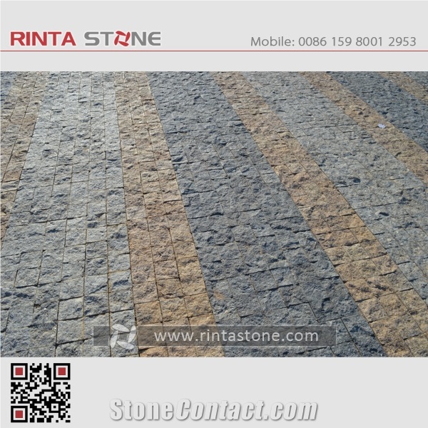 G682 Rusty Yellow Sunset Gold Golden Beige Desert Padang Giallo Fantasy Buff Garden Cubestone Paving Cube Stone Pavers Paving Sets Cobble
