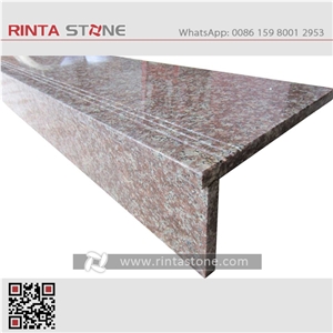 G687 Peach Red Cherry Pink Granite Stone Stairs Steps Risers