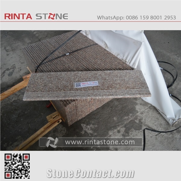 G687 Peach Red Cherry Pink Granite Stone Stairs Steps Risers