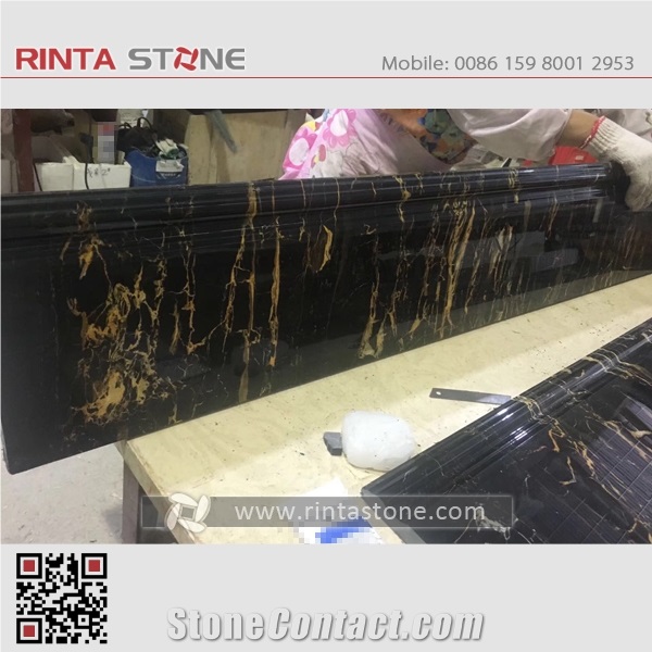 Golden Silver Black Gold Vein Grain Marble Portoro Flower Skirting Window Sills