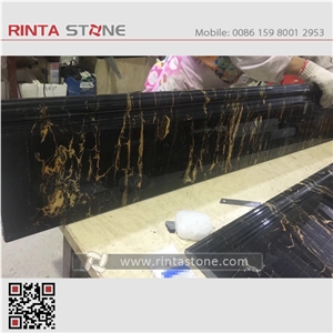 Golden Silver Black Gold Vein Grain Marble Portoro Flower Skirting Window Sills