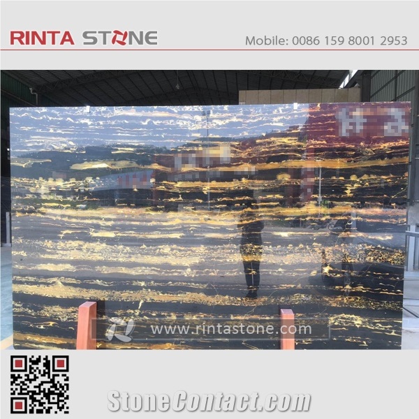Golden Silver Black Gold Vein Grain Marble Portoro Flower Skirting Window Sills