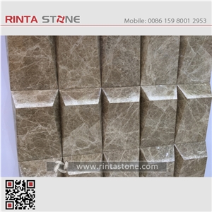 Meya Emperador Light Buff /Yellow/Gold/Golden Marble Natural 3d Stone Wall Cladding Panels Cnc Tiles