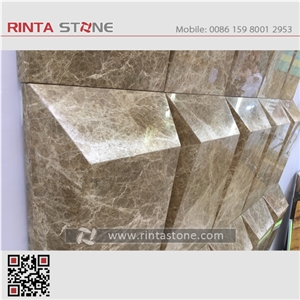 Meya Emperador Light Buff /Yellow/Gold/Golden Marble Natural 3d Stone Wall Cladding Panels Cnc Tiles