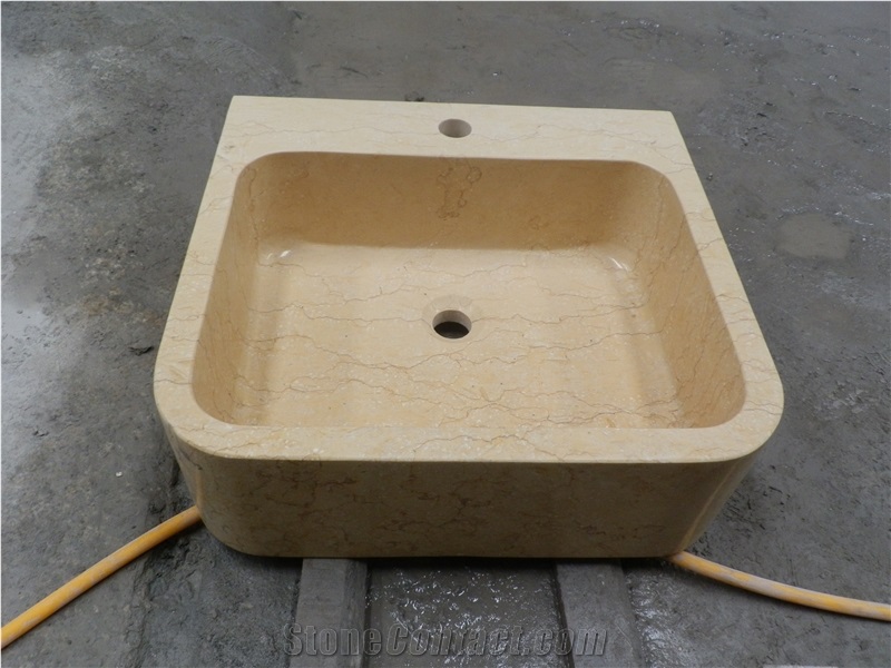 Sunny Cream Marble Farm Sink,Kitchen Sinks,Beige Farmhouse Sinks,Marble Sinks