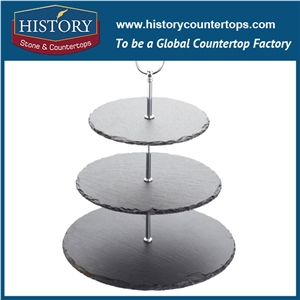 Histortstone Black Slate Dinner Plate Tiles on the Desk Decoration the Food Histortstone Black Slate Dinner Plate Tiles on the Desk Decoration the Food