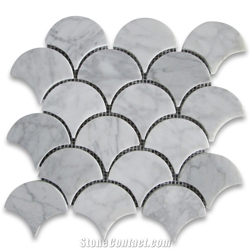 Eastern White Marble Fish Scale Mosaic