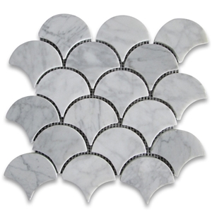 Eastern White Marble Fish Scale Mosaic