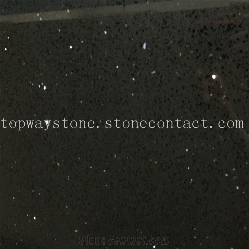 Crystal Black Quarz,Artificial Stone Slabs/Tiles/Engineered Stone