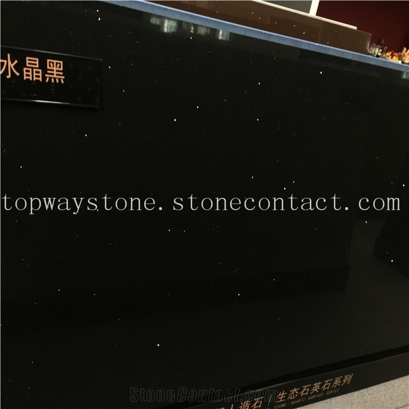 Crystal Black Quarz,Artificial Stone Slabs/Tiles/Engineered Stone
